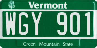 VT license plate WGY901