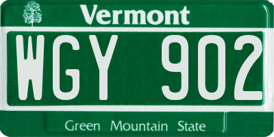 VT license plate WGY902