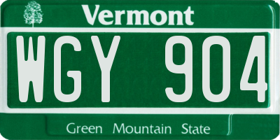 VT license plate WGY904