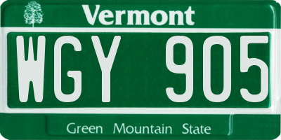 VT license plate WGY905