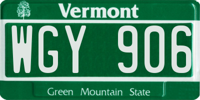 VT license plate WGY906