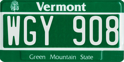 VT license plate WGY908