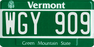 VT license plate WGY909