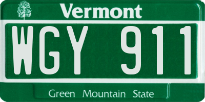 VT license plate WGY911