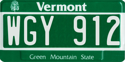 VT license plate WGY912