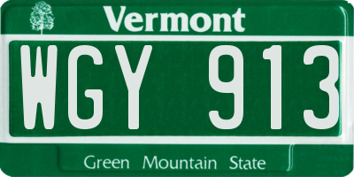 VT license plate WGY913