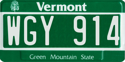VT license plate WGY914