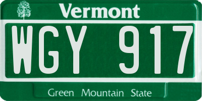 VT license plate WGY917