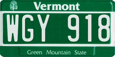 VT license plate WGY918