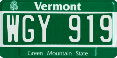 VT license plate WGY919