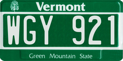 VT license plate WGY921