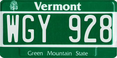 VT license plate WGY928
