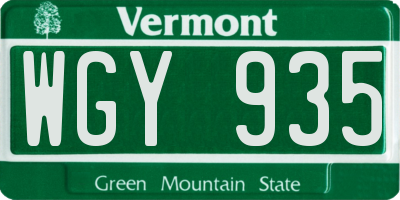 VT license plate WGY935