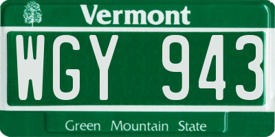 VT license plate WGY943