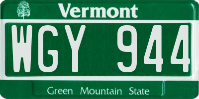 VT license plate WGY944