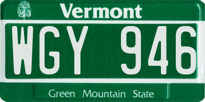 VT license plate WGY946