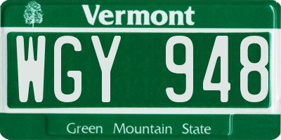VT license plate WGY948