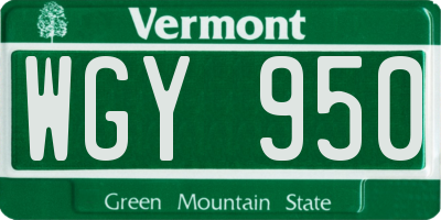 VT license plate WGY950