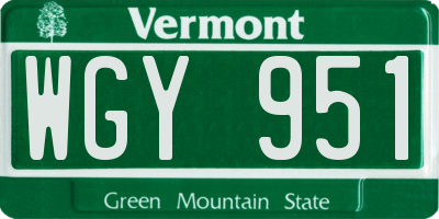 VT license plate WGY951