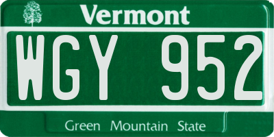 VT license plate WGY952