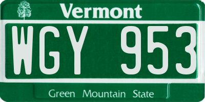 VT license plate WGY953