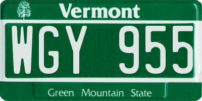 VT license plate WGY955