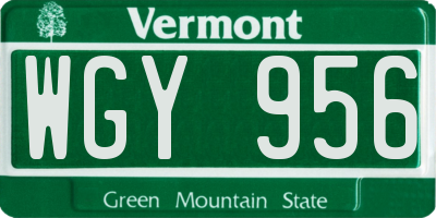 VT license plate WGY956