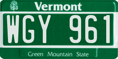 VT license plate WGY961