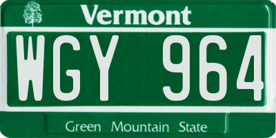 VT license plate WGY964
