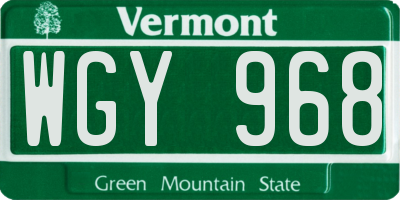 VT license plate WGY968