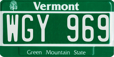 VT license plate WGY969
