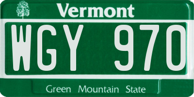 VT license plate WGY970