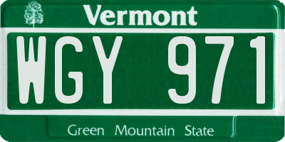 VT license plate WGY971