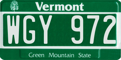 VT license plate WGY972