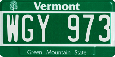 VT license plate WGY973