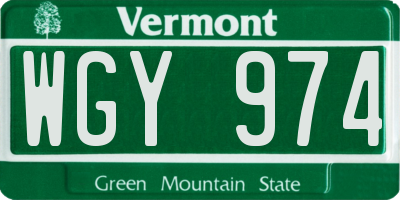 VT license plate WGY974