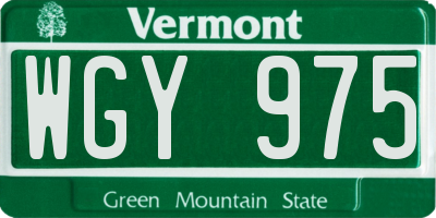 VT license plate WGY975