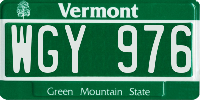 VT license plate WGY976