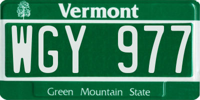 VT license plate WGY977