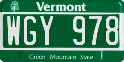 VT license plate WGY978