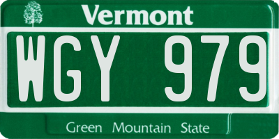 VT license plate WGY979