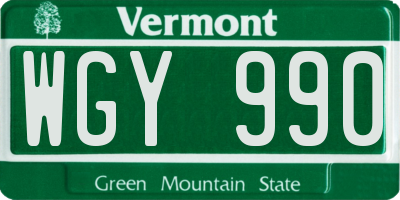 VT license plate WGY990