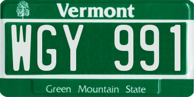 VT license plate WGY991