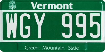VT license plate WGY995