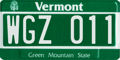VT license plate WGZ011