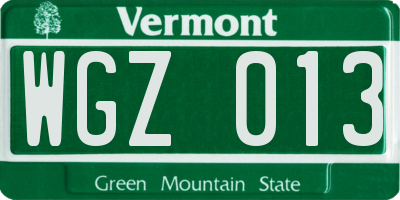 VT license plate WGZ013