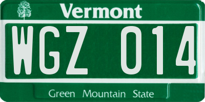 VT license plate WGZ014