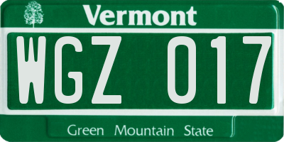 VT license plate WGZ017