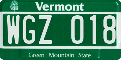 VT license plate WGZ018