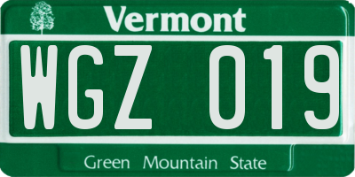VT license plate WGZ019